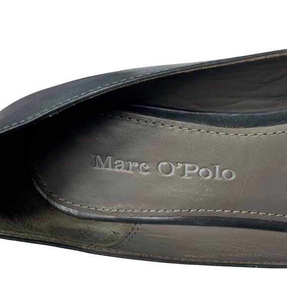 Marc O'Polo Stockholm Smoky Blue Leather Pointed Toe Flats - Picture 3 of 12